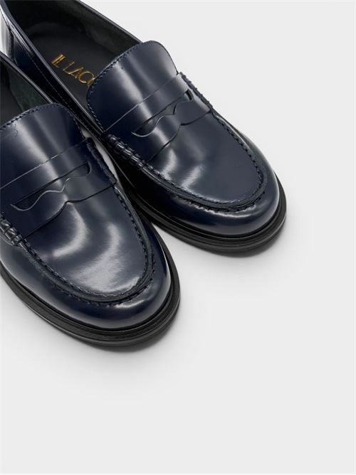 Mocassino in pelle blu lucida con mascherina classica IL LACCIO | ELSAN252ABRASIVATOBLU823